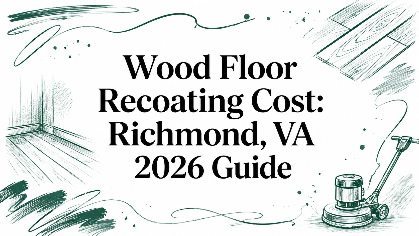 A banner shows "Wood Floor Recoating Cost: Richmond, VA 2026 Guide" with wood flooring graphics.