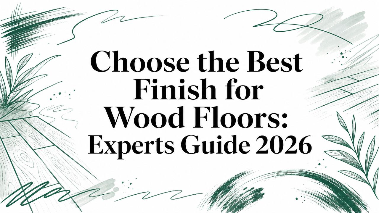 Choose the Best Finish for Wood Floors: Experts Guide 2026" text with green leaves border on image.