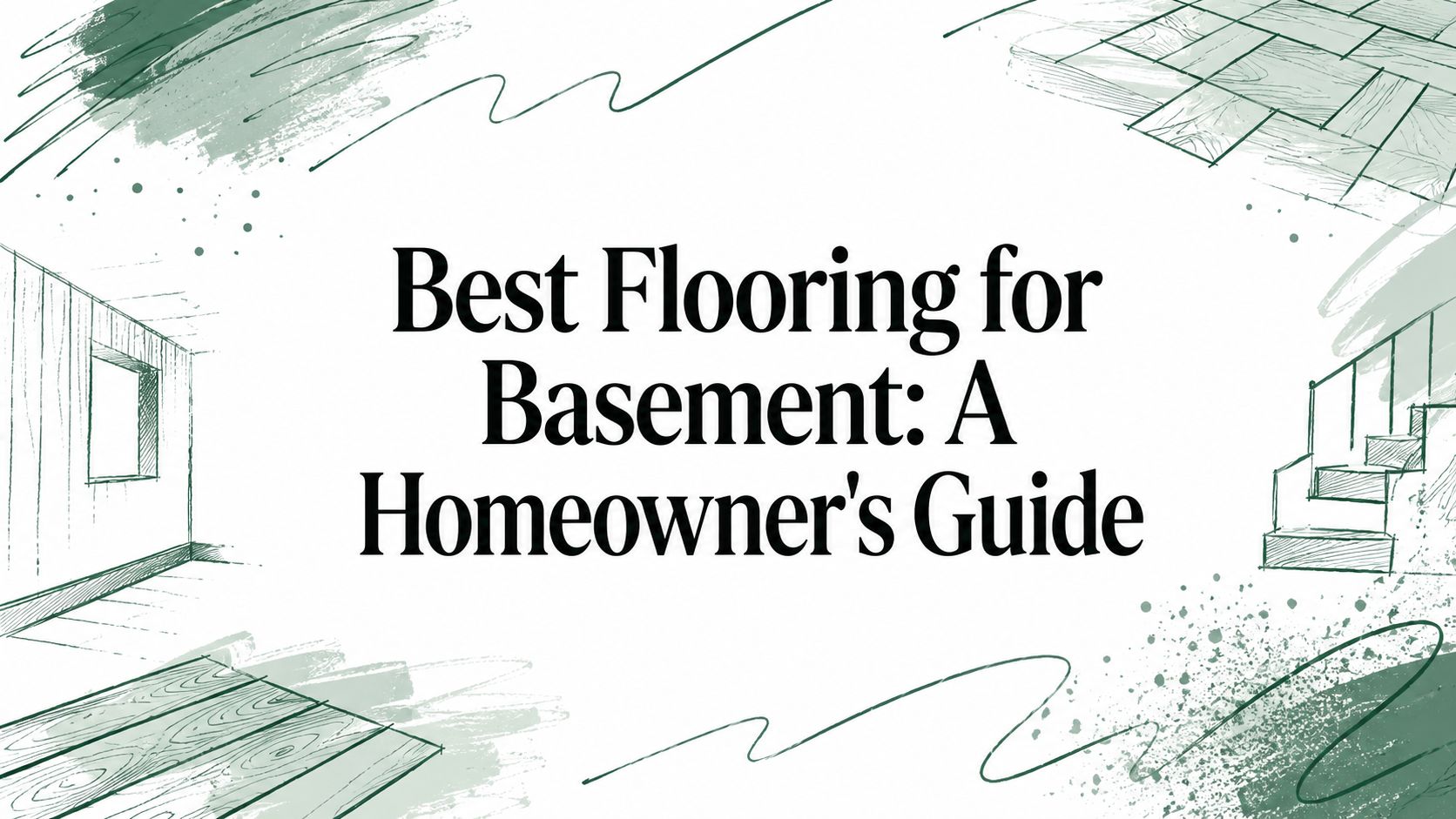 Best Flooring for Basement: A Homeowner's Guide" title with illustrated basement floor and stairs nearby.